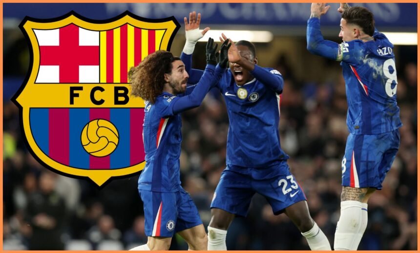Marc Cucurella celebrates with his Chelsea teammates