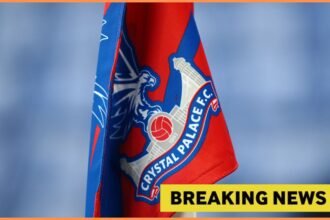 Crystal Palace corner flag and breaking news banner