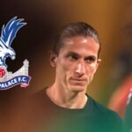 Felipe Luis with overlay of Crystal Palace
