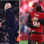 Split image of Mohamed Salah and Arne Slot and Jurgen Klopp and Sadio Mane