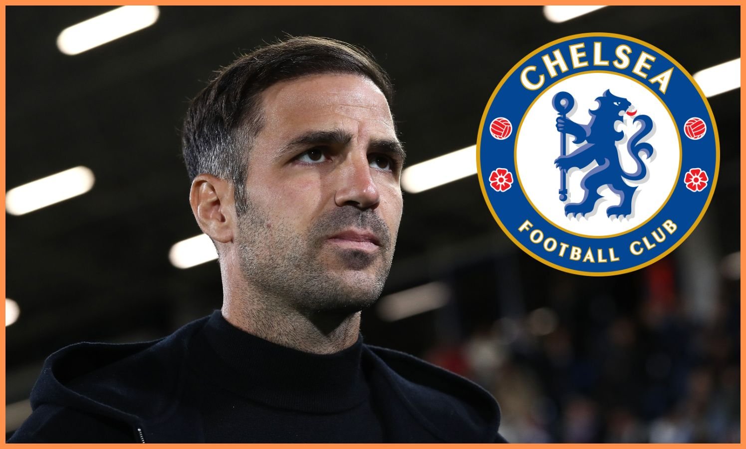 Cesc Fabregas and the Chelsea FC logo