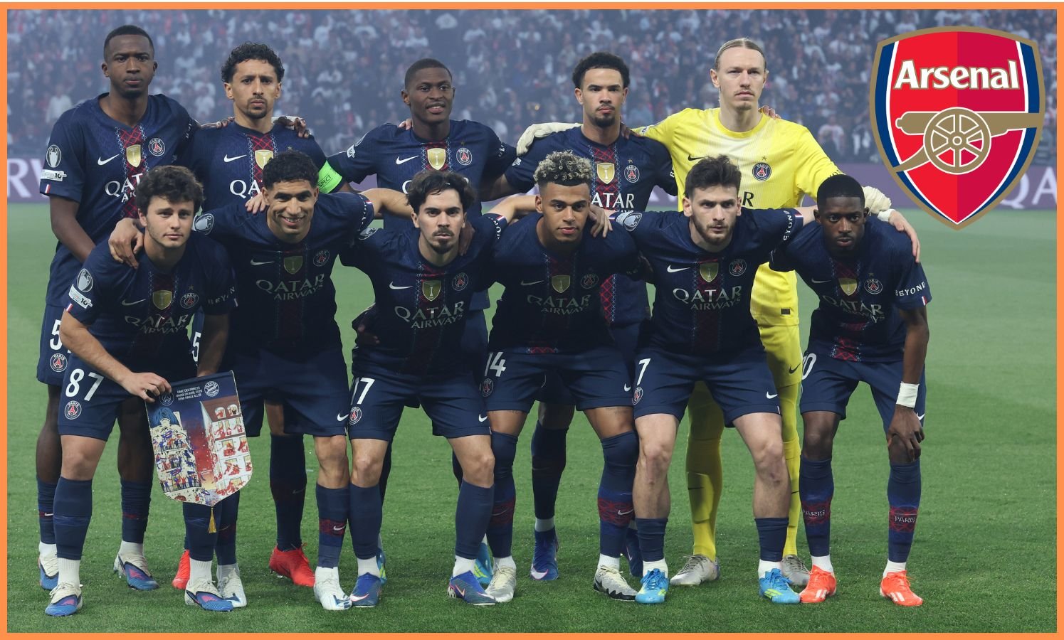 PSG players lining up against Bayern Munich