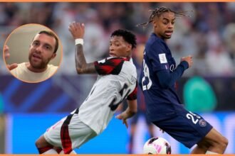Bradley Barcola in action for PSG against Flamengo