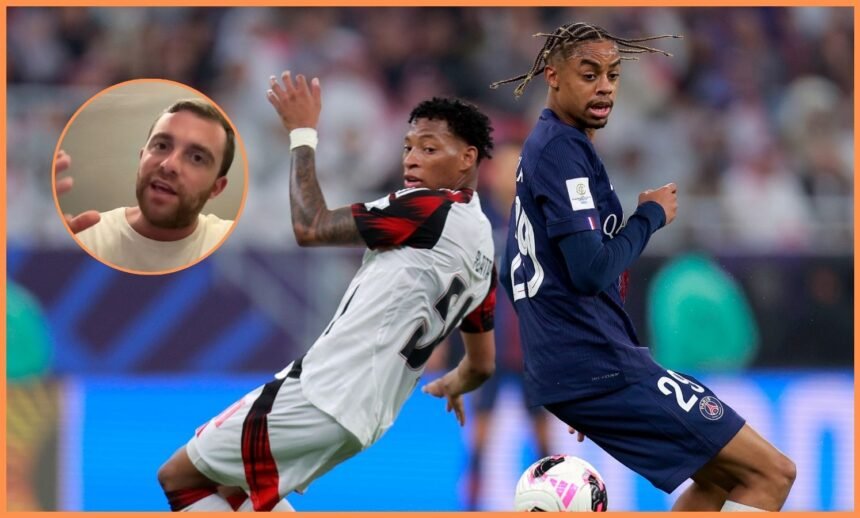 Bradley Barcola in action for PSG against Flamengo