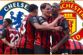 Alex Scott celebrates with his Bournemouth teammates
