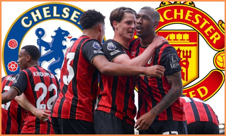 Alex Scott celebrates with his Bournemouth teammates