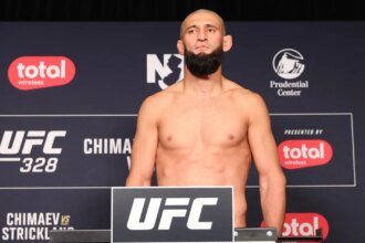 Head coach Sean Strickland reacts to Khamzat Chimaev's weight issues after UFC 328 title win
