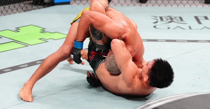 Song Yadong lands a surprise guillotine choke on Deiveson Figueiredo in the main event of UFC Macau