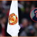 Manchester United flag with overlay of breaking news