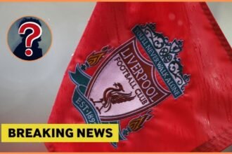 Liverpool corner flag with mystery player overlay