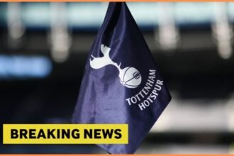Tottenham corner flag with breaking news overlay