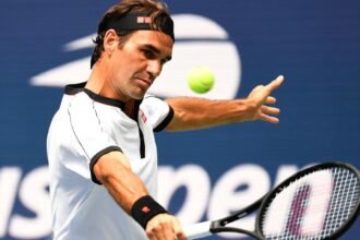 Roger Federer participates in US Open exhibition event