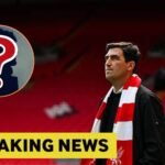 Andoni Iraola with breaking news and mystery player overlay