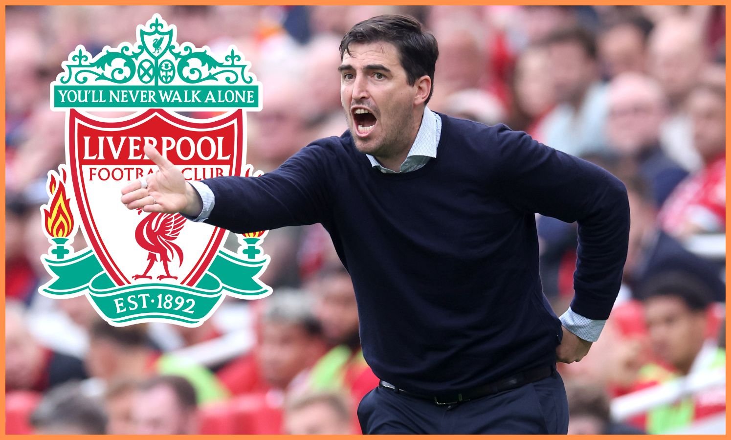 Andoni Iraola during Liverpool vs Bournemouth at Anfield