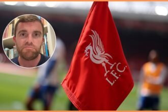 Liverpool corner flag and Fabrizio Romano