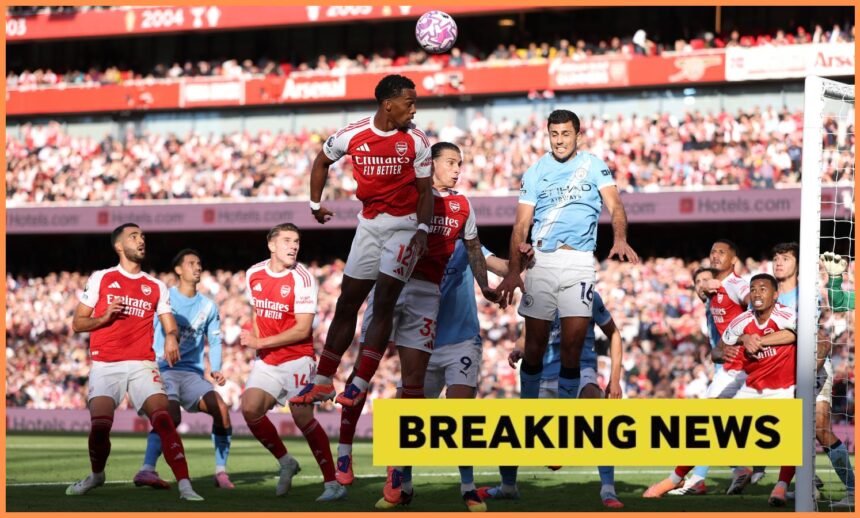 Jurrien Timber in action for Arsenal against Manchester City