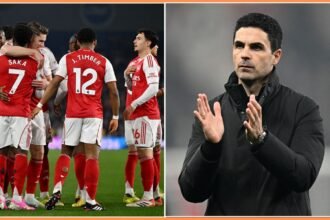 Bukayo Saka and Mikel Arteta