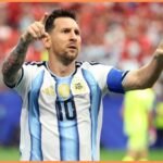 Lionel Messi celebrates scoring for Argentina at the 2026 World Cup