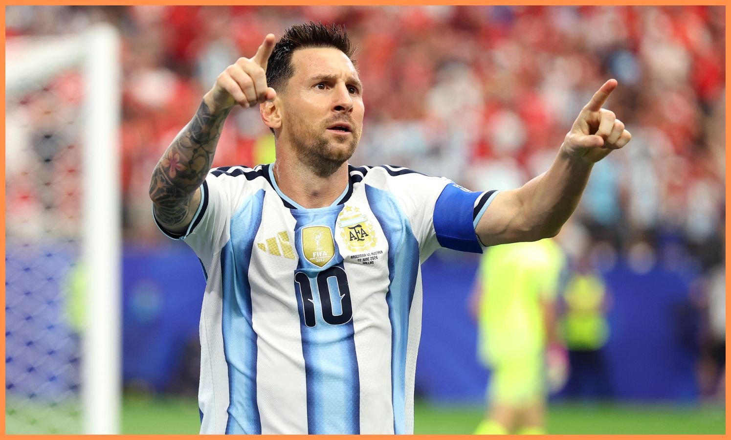 Lionel Messi celebrates scoring for Argentina at the 2026 World Cup