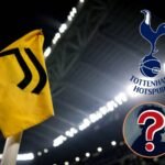 Juventus flag with spurs badge and mystery player