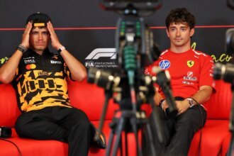 Norris and Leclerc were late to the Thursday press conference