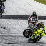 Fabio di Giannantonio hit by debris from Alex Marquez