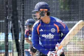 Vaibhav Sooryavanshi bats at nets
