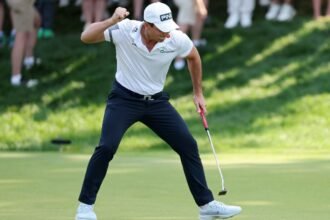 Hovland defeats Scheffler in the Travelers playoffs for his first win of the year.