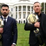 "I'm a fucking champ...so shut up": Ilia Topuria and Justin Gaethje get heated during face-to-face interview