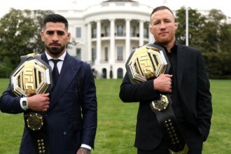 "I'm a fucking champ...so shut up": Ilia Topuria and Justin Gaethje get heated during face-to-face interview