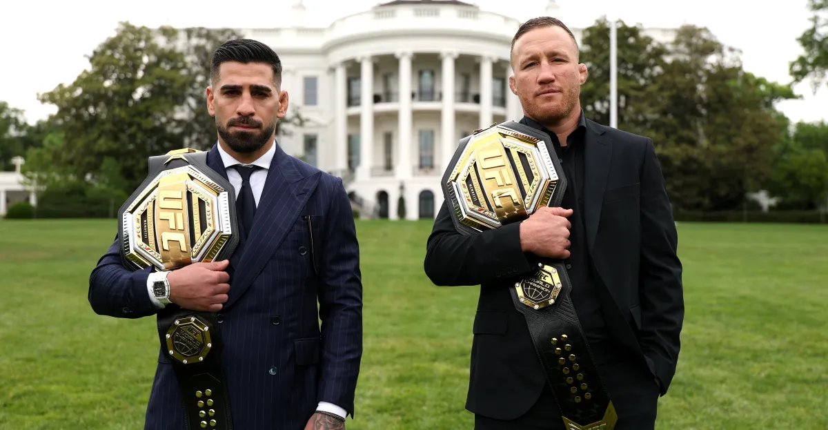 "I'm a fucking champ...so shut up": Ilia Topuria and Justin Gaethje get heated during face-to-face interview