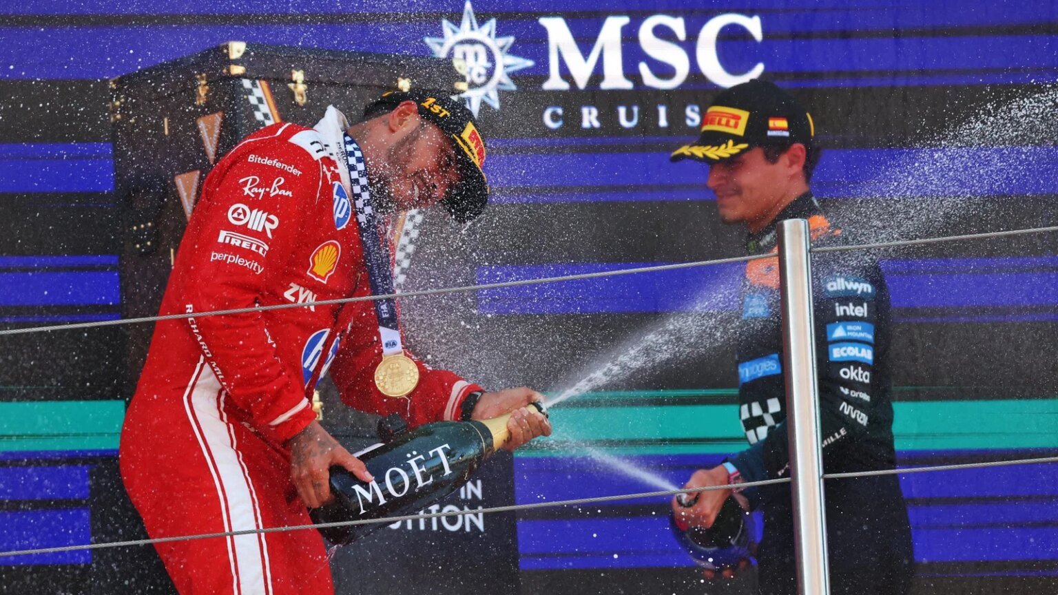 Norris joined Hamilton on the podium in Barcelona
