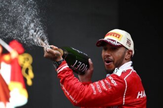 Hamilton celebrates in Monaco