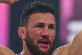 Merab Dvalishvili breaks his nose again during wrestling match with Frankie Edgar