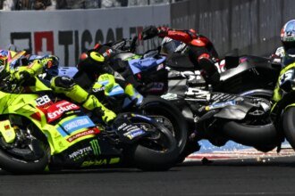 Jorge Martin, Marco Bezzecchi, Turn 1 crash, 2026 Hungarian MotoGP.
