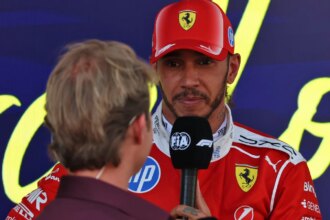Rosberg interviews Hamilton after his first Ferrari win