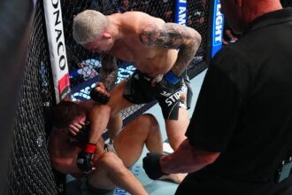 UFC Vegas 119 Video: Navajo Sterling unleashes a flurry of punches and elbows to melt Ion Kutelaba in the second round