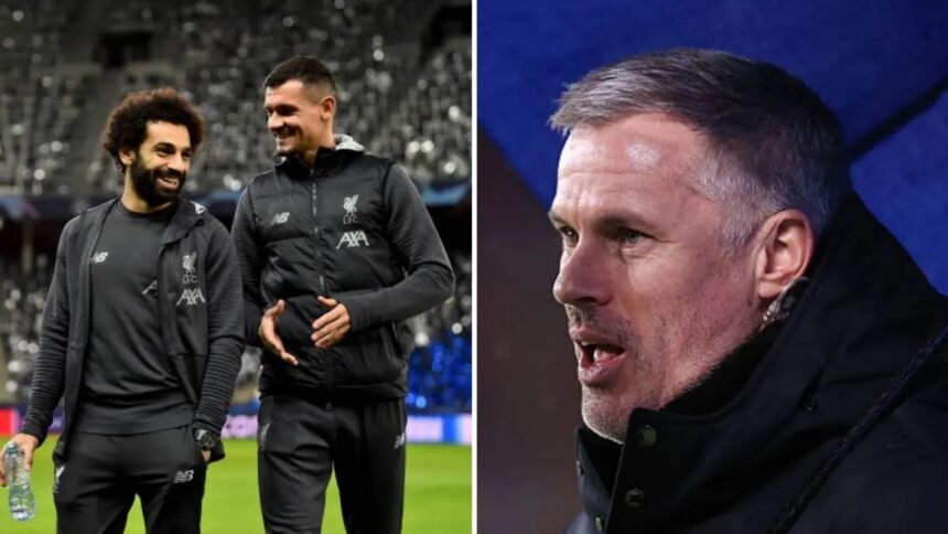 Dejan Lovren and Mohamed Salah, split image, Jamie Carragher
