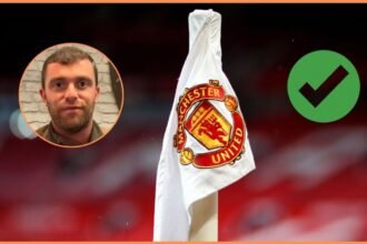 Man United corner flag with Fabrizio Romano overlay
