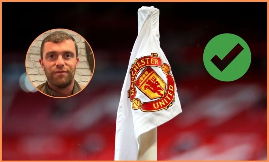 Man United corner flag with Fabrizio Romano overlay