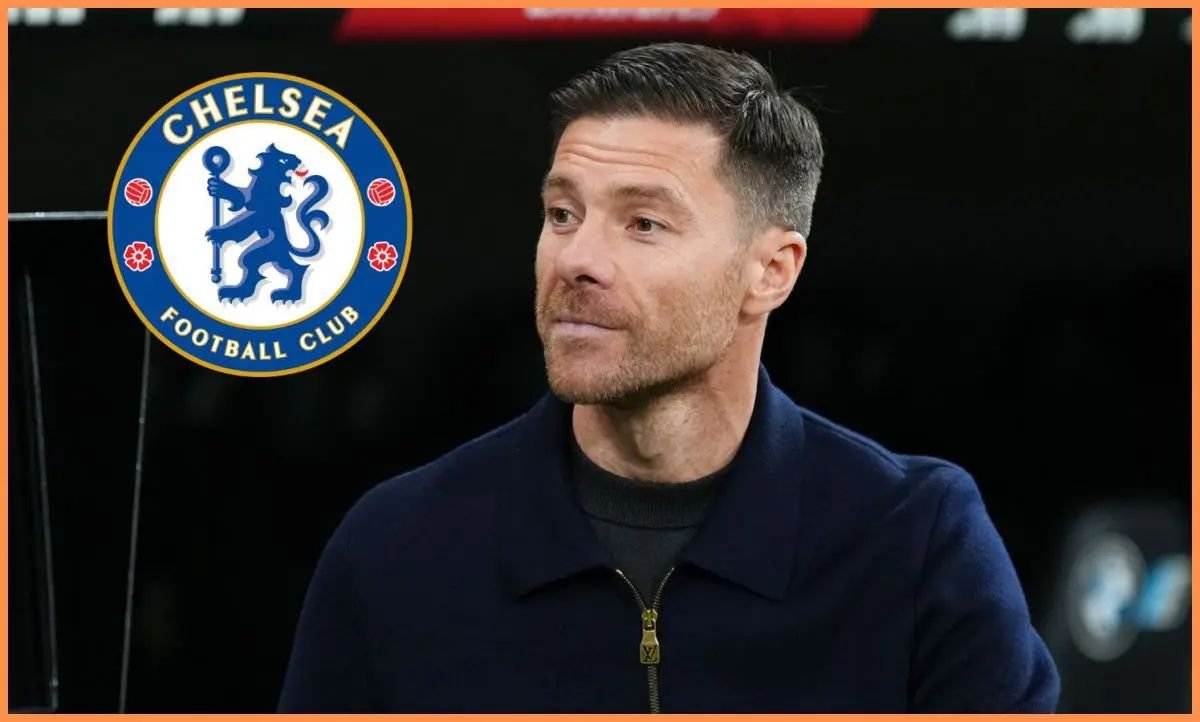 Xabi Alonso with Chelsea badge overlay