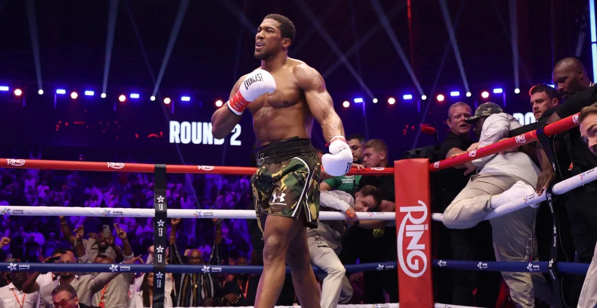 Anthony Joshua survives two knockdowns to flatten Christian Prengga in the second round