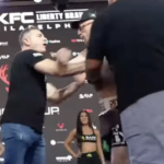 BKFC President David Feldman blasts 'fucking punk' fighter after trying to push opponent off stage during weigh-in