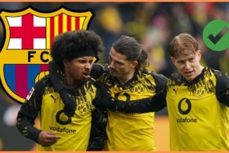 Karim Adeyemi celebrates with his Borussia Dortmund teammates