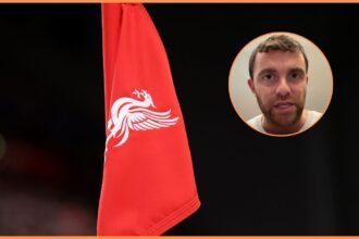 Liverpool FC corner flag and Fabrizio Romano