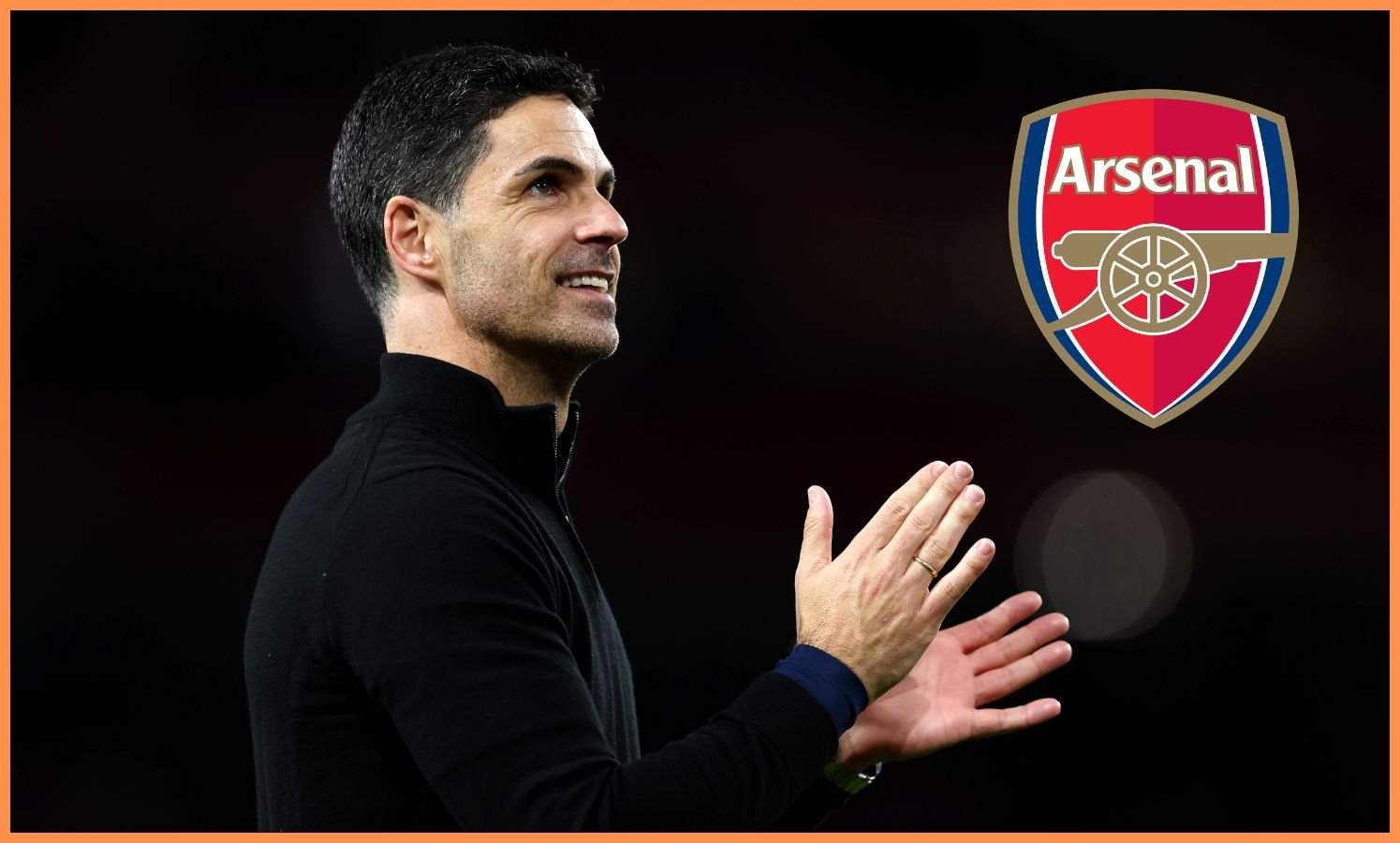 Arsenal manager Mikel Arteta applauds the fans at the Emirates Stadium