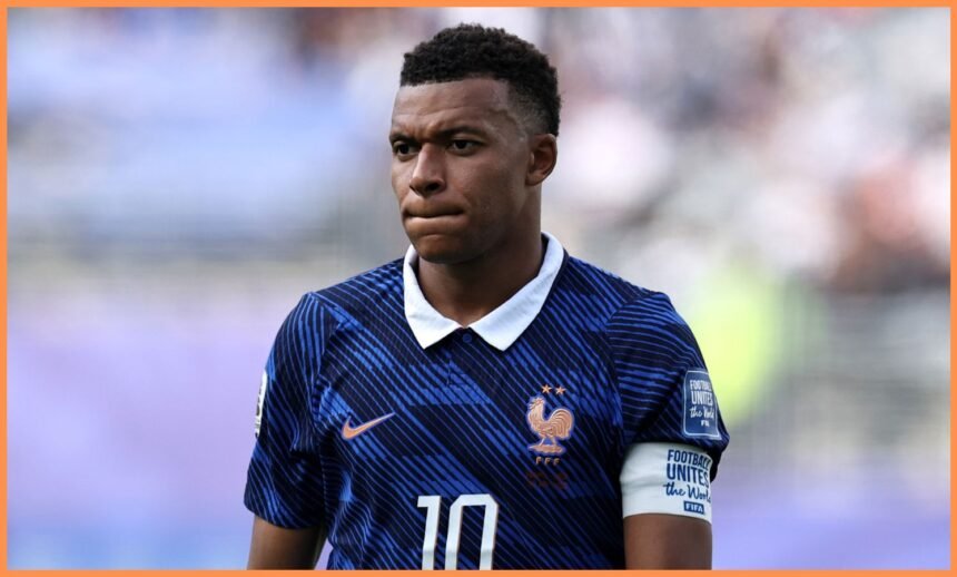 France star Kylian Mbappe looks on