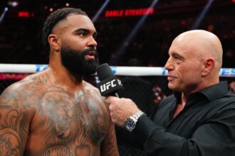 Gable Stevenson reacts to Josh Hokit after dominant debut at UFC 329