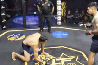 Missed Fist: Fighter taps out 1 second into match, due to motorcycle injury