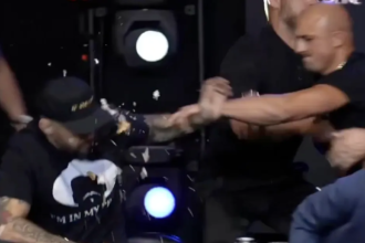 Video: Johnny Garbarino slams Mike Richman with a cannoli during chaotic BKFC Liberty Brawl presser